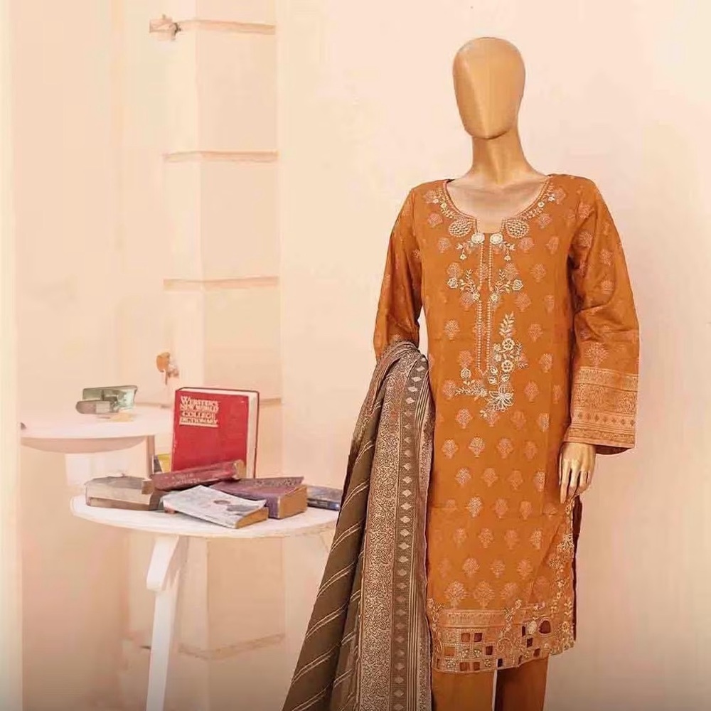 Pakistani brand 3pc ready to wear jacquard  lawn suit